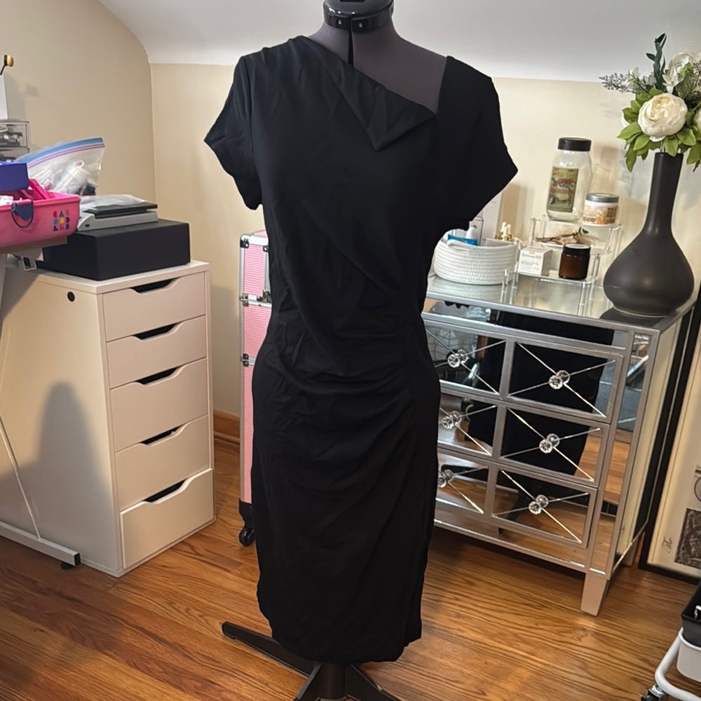 EUC Anne Klein L Elegant Black Cocktail Dress, Knee Length